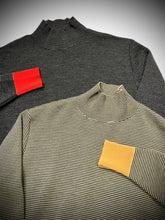 Load image into Gallery viewer, 412502 14ゲージウールスムース ボーダーハイネックセーター