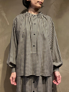 Women 322500 シェパードチェック ゴムシャーリング プルオーバーシャツ