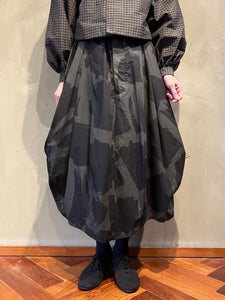 Women 362520 スクエアブラッシュプリント バルーンロングスカート