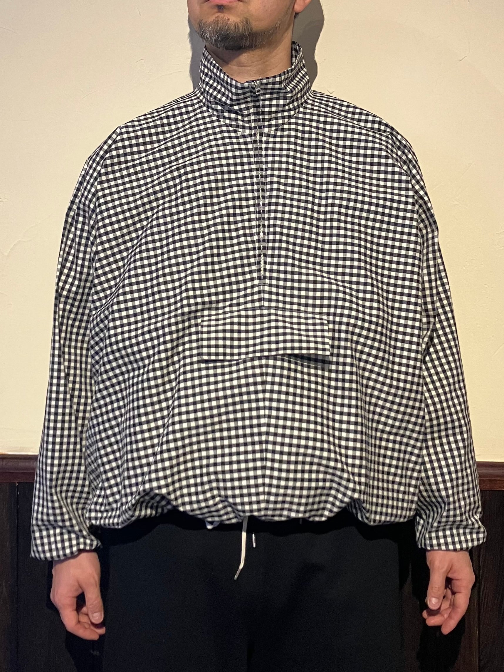 872624 コットンシルクギンガムチェック スタンドカラーブルゾン