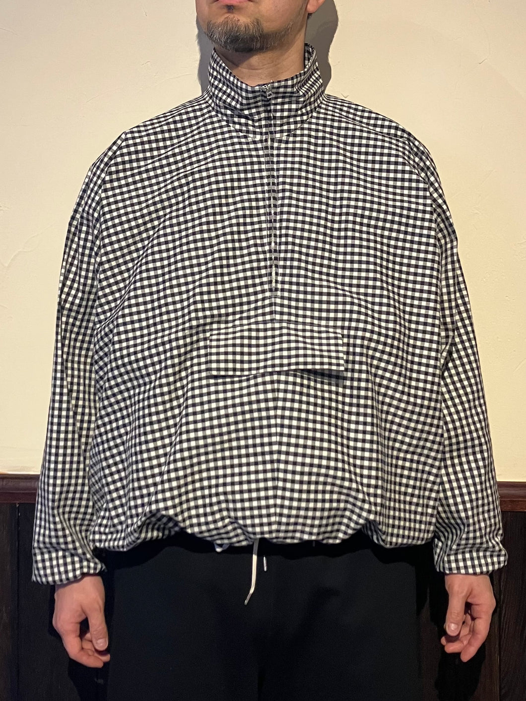 872624 コットンシルクギンガムチェック スタンドカラーブルゾン