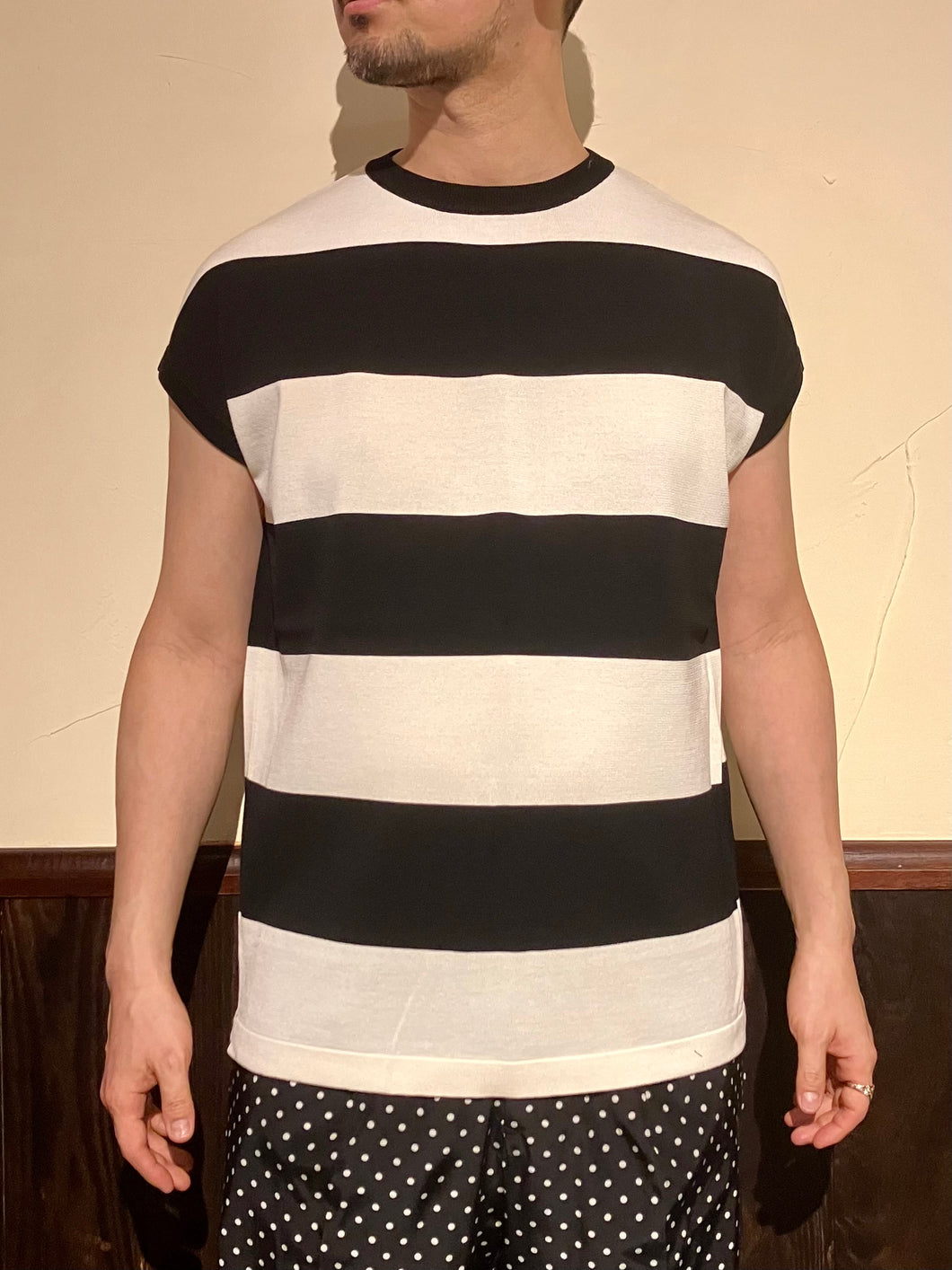 832403 16ゲージ　ノースリーブボーダーTシャツ