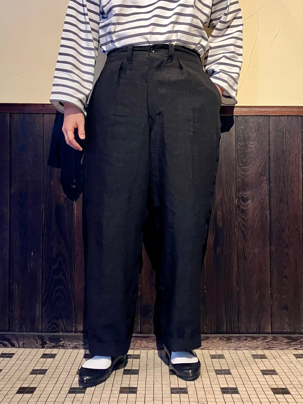 Women 862527  　60リネンポプリン　ワイドパンツ