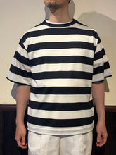 이미지를 갤러리 뷰어에 로드 , 812602 ウォッシャブルウール 天竺ボーダー半袖Tシャツ
