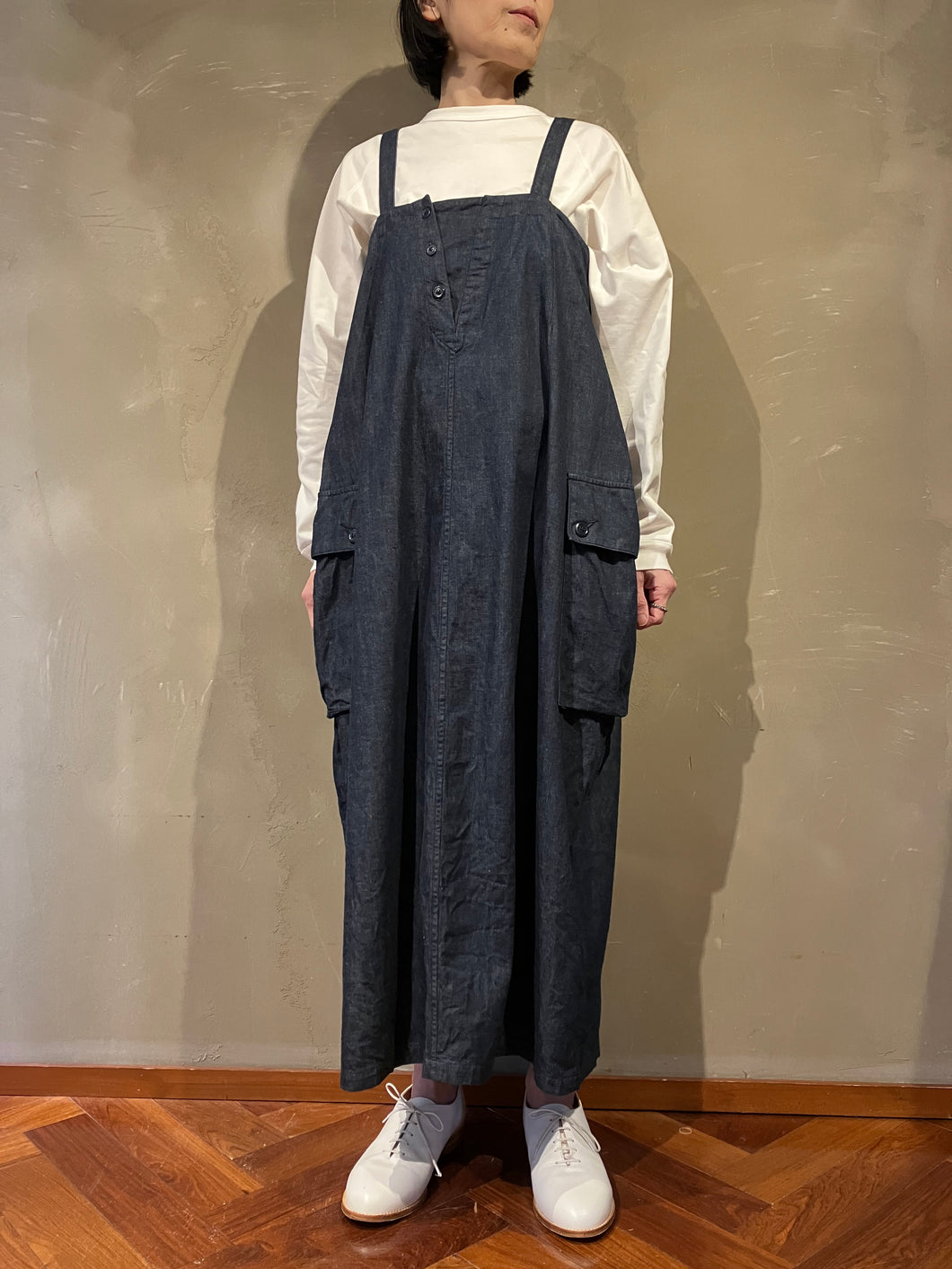 HAVERSACK 8.5ozライトデニム ロングサロペットスカート　ワンピース Woman's 662621 8.5オンス ライトデニム ロングサロペットスカート