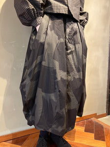 Women 362520 スクエアブラッシュプリント バルーンロングスカート