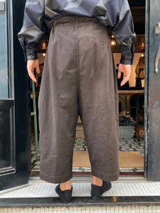 462527  泥染風コットンフランネル クロップドワイドパンツ