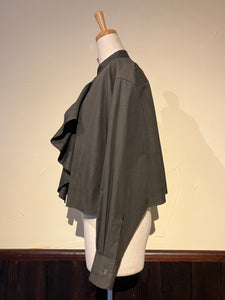 Women 322526 墨染ブロード　バンドカラー　フリルシャツ