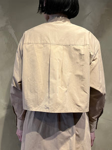 Women 322501 高密度シャンブレー クロップドバンドカラーシャツ