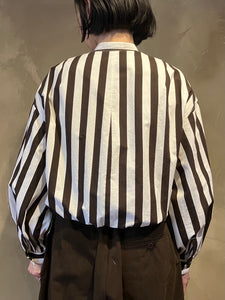 Women 322525 ボールドストライプ レイヤードクロップドシャツ