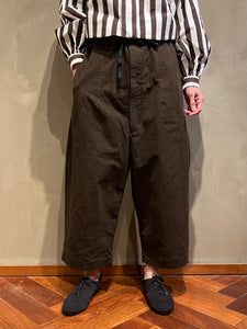 Women 462527 泥染風コットンフランネル クロップドワイドパンツ