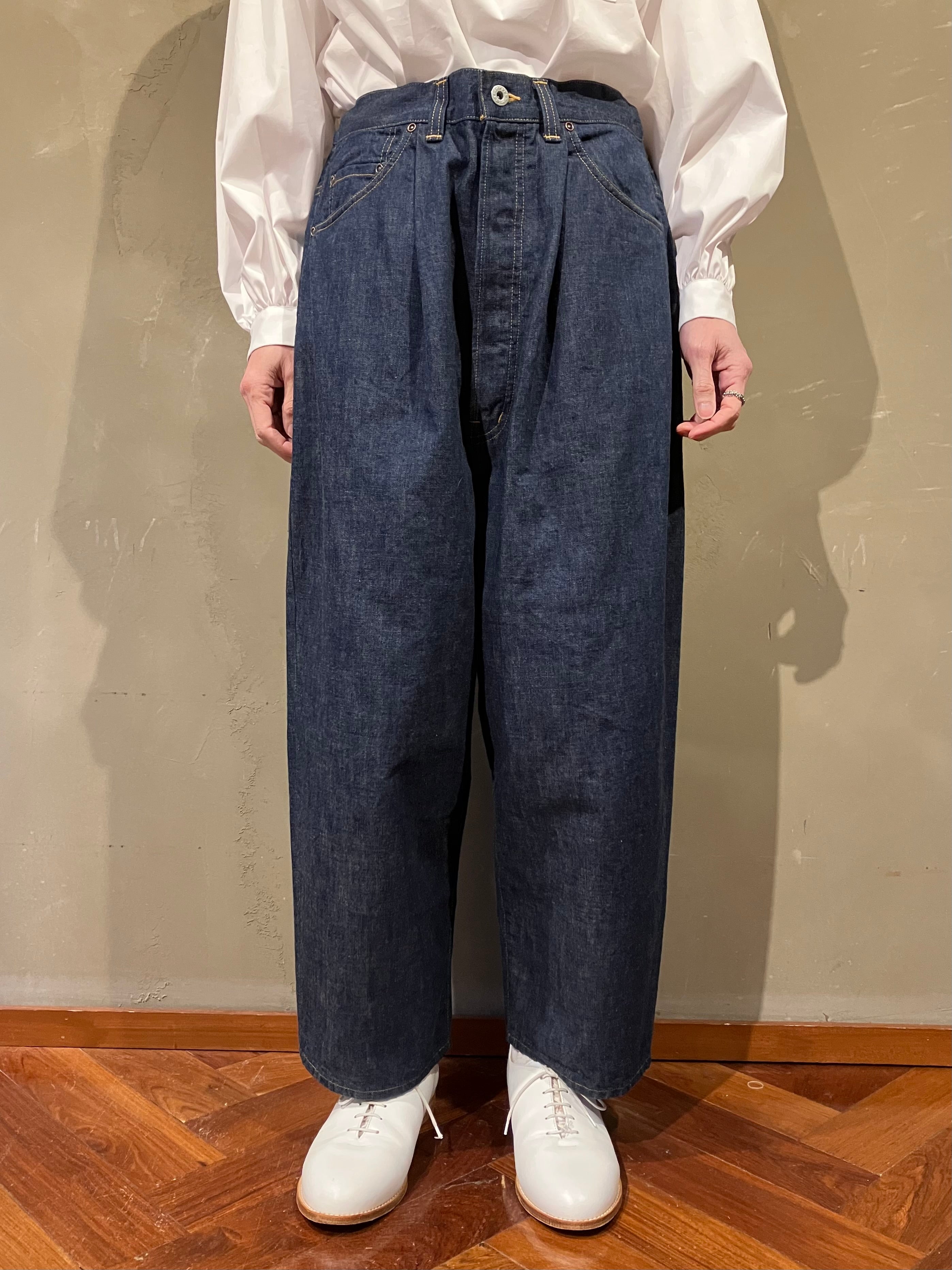 HARVESTY ワンウォッシュデニム ワイドパンツ Woman's 462508 ワイドテーパード ワンウォッシュ デニムパンツ