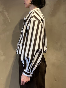 Women 322525 ボールドストライプ レイヤードクロップドシャツ
