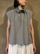 이미지를 갤러리 뷰어에 로드 , Women 622630 ギンガムチェック フリルカラーノースリーブシャツ
