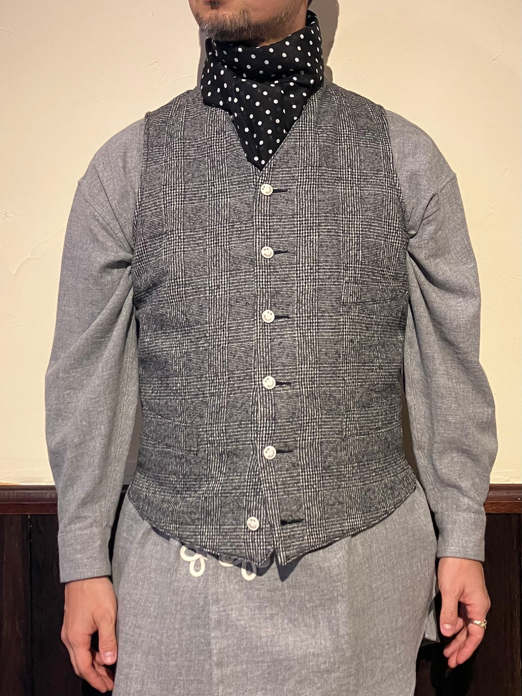 HSV-001　直営店別注　グレンチェック　ウエストコート