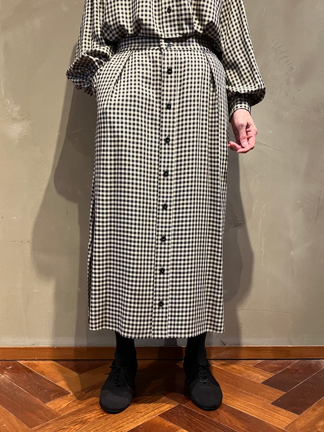 Women 362501 シェパードチェック ロングシャツスカート