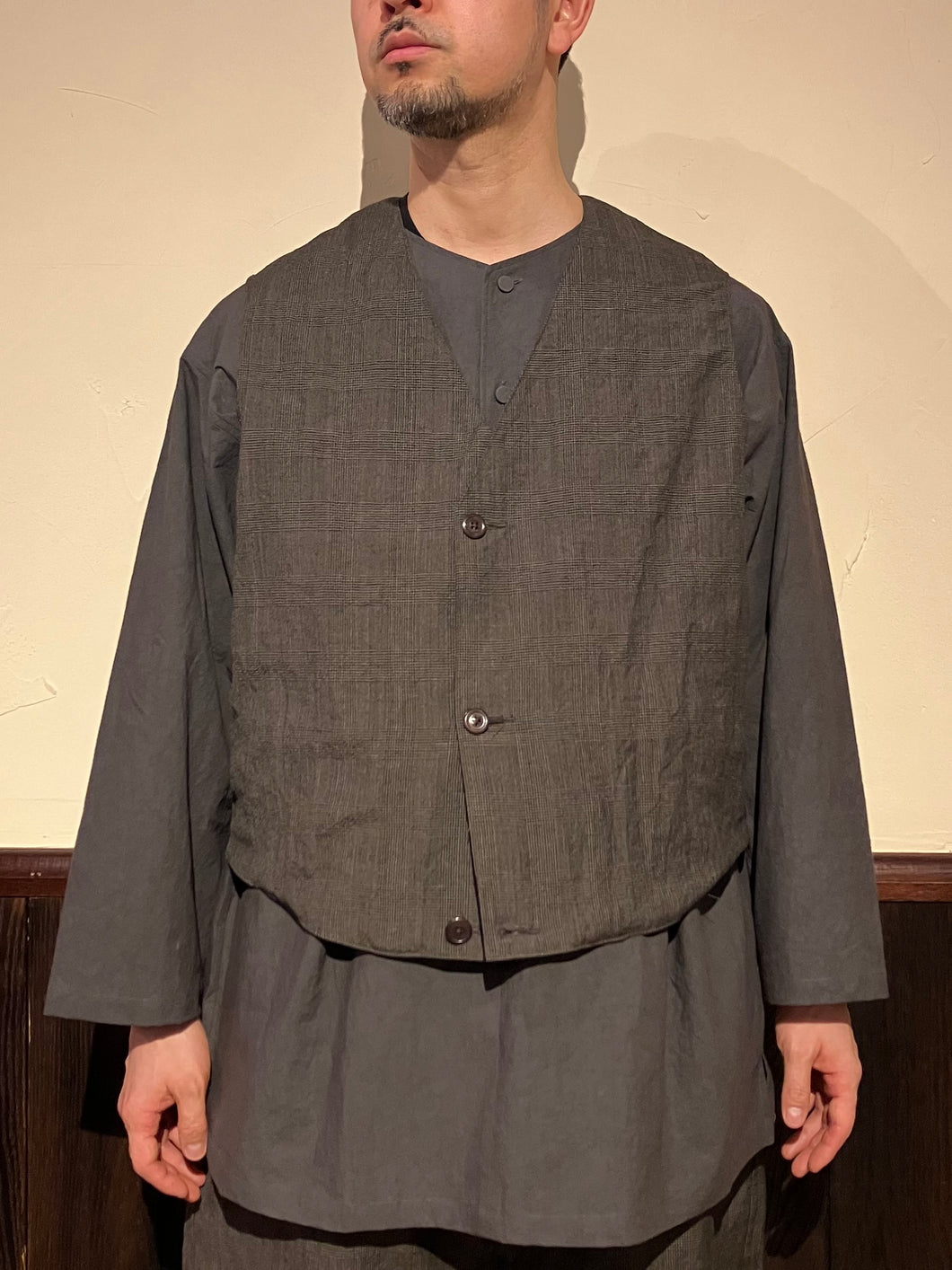 842622 グレンチェック×ナイロンストレッチ リバーシブル レスキュー