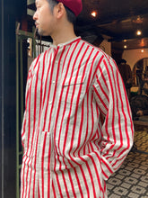이미지를 갤러리 뷰어에 로드 , HSS-017　リネンストライププルオーバーロングシャツ
